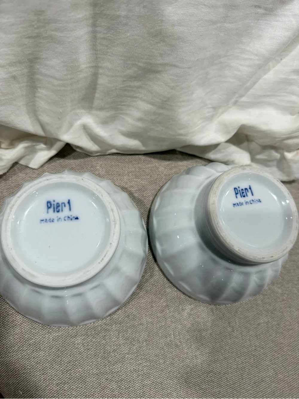 Pier 1 White Fluted Ceramic Dessert Bowls - Set of 2